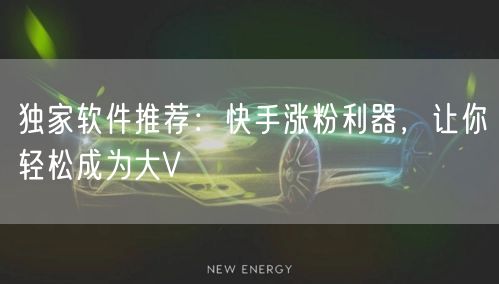 独家软件推荐：快手涨粉利器，让你轻松成为大V