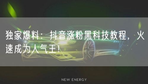 独家爆料：抖音涨粉黑科技教程，火速成为人气王！