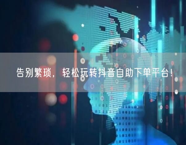 告别繁琐，轻松玩转抖音自助下单平台！