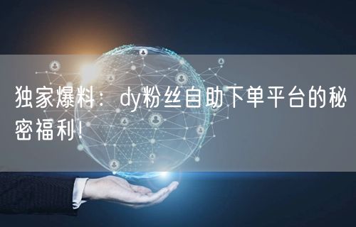 独家爆料：dy粉丝自助下单平台的秘密福利！
