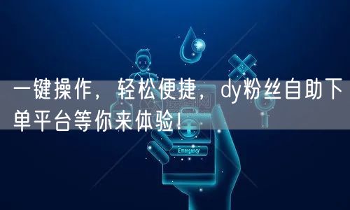 一键操作，轻松便捷，dy粉丝自助下单平台等你来体验！