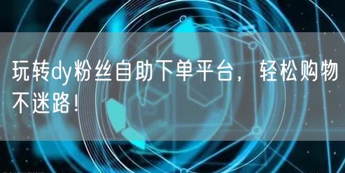 玩转dy粉丝自助下单平台，轻松购物不迷路！