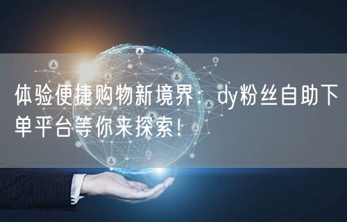 体验便捷购物新境界：dy粉丝自助下单平台等你来探索！