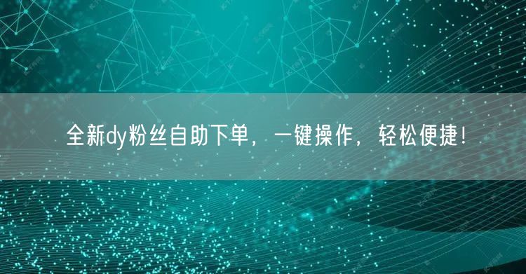 全新dy粉丝自助下单，一键操作，轻松便捷！
