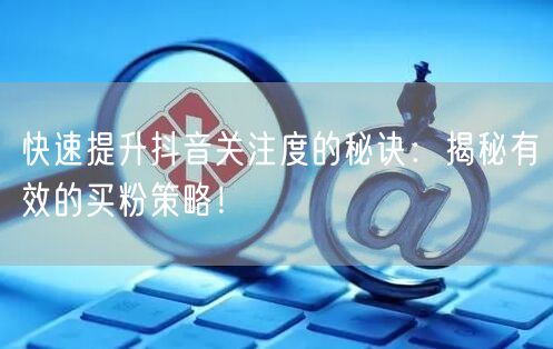 快速提升抖音关注度的秘诀：揭秘有效的买粉策略！