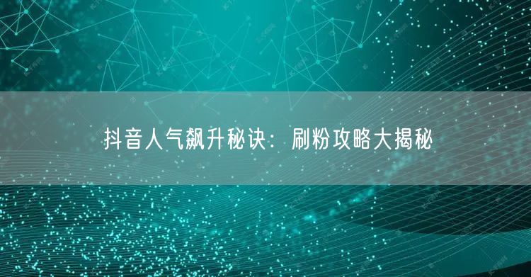 抖音人气飙升秘诀：刷粉攻略大揭秘